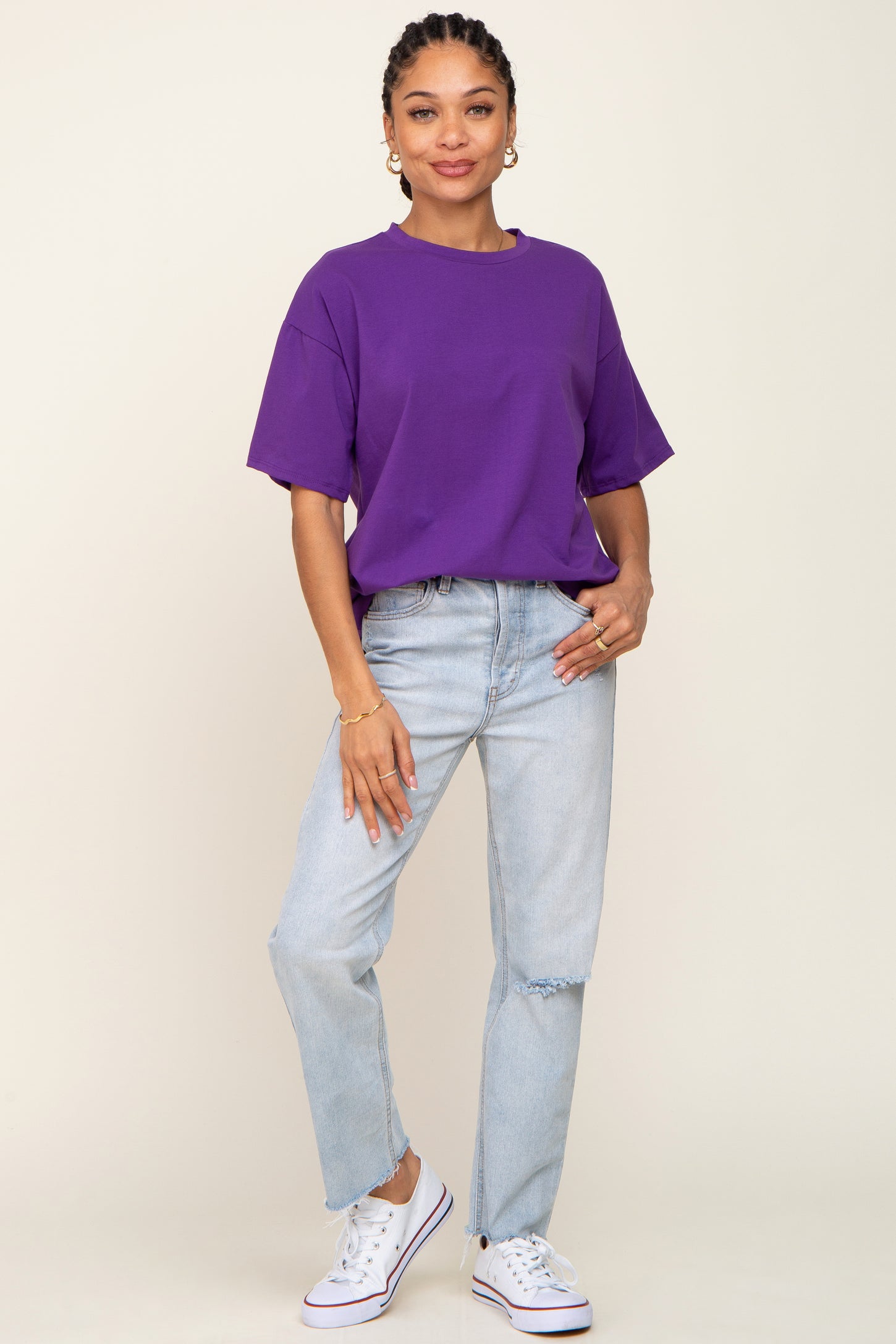 Purple Oversized Basic Tee