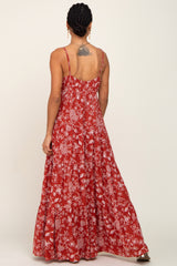 Rust Floral Tiered Maxi Dress