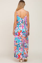 Multi-Color Sleeveless V-Neck Maternity Maxi Dress