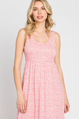 Pink Floral Sleeveless Maxi Dress