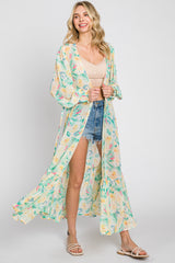 Lime Floral Chiffon Ruffle Hem Maternity Cover-Up