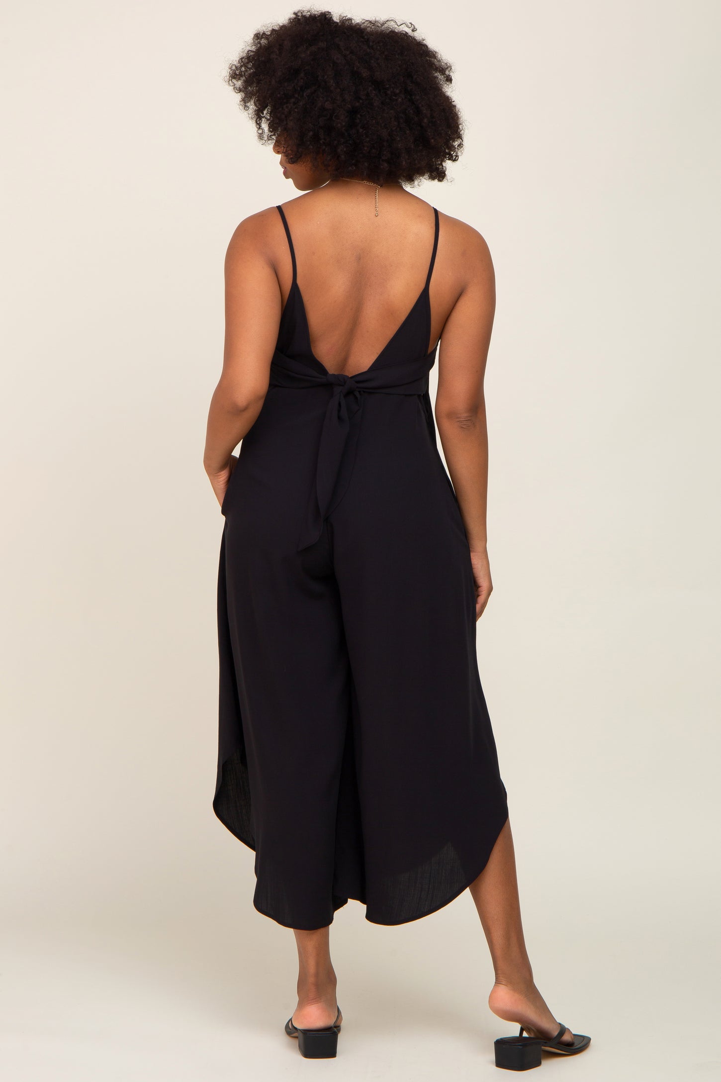 Black Sleeveless Asymmetrical Hem Jumpsuit