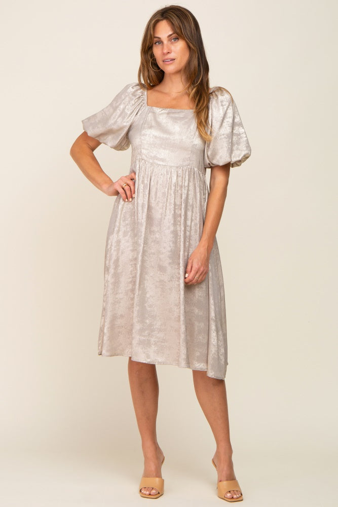 metallic puff sleeve dress Gold Metallic Puff Sleeve Dress PinkBlush