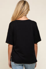 Black Short Sleeve Pocketed Maternity Top