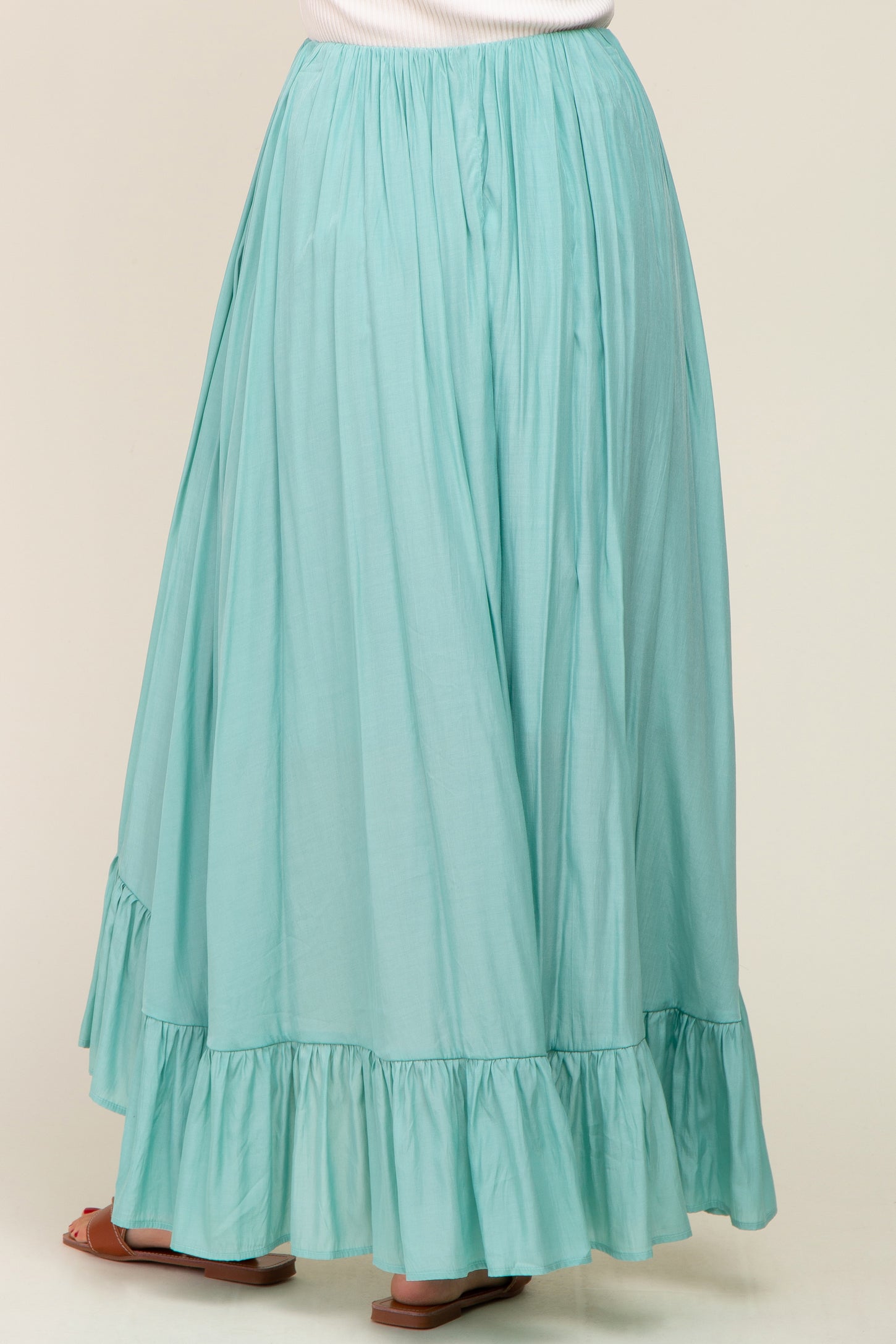 Sage Ruffle Hem Maxi Skirt
