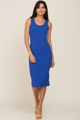 Royal Ribbed Sleeveless Fitted Dress
