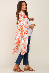 Orange Printed Dolman Sleeve Maternity Coverup