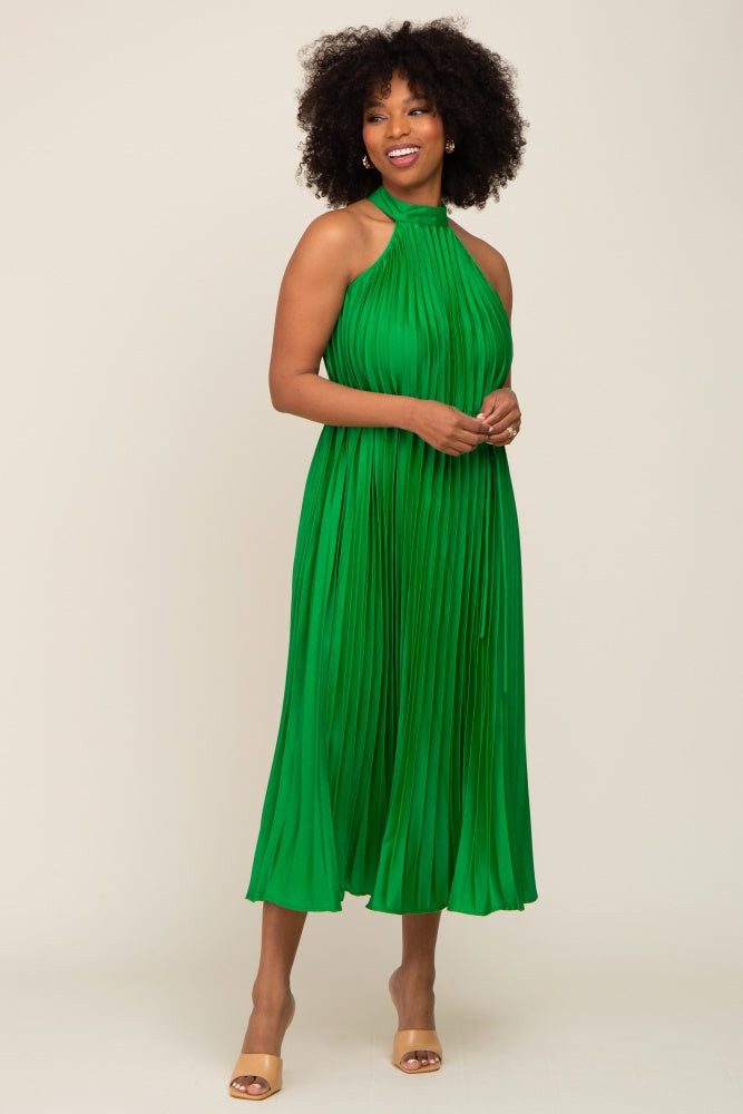 open lace back dress Flying Tomato Dip Dye Pleated Halter Neck Maxi Dress