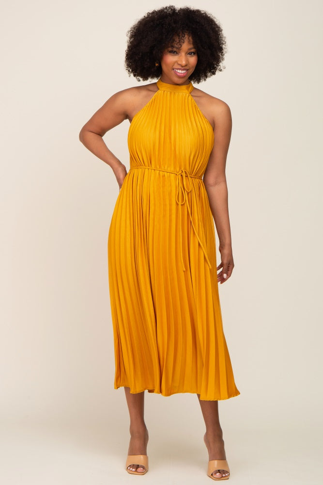 Yellow Pleated Maternity Halter Dress PinkBlush Yellow Pleated Maternity Halter Dress PinkBlush