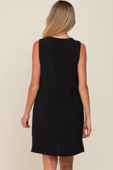 Black Sleeveless Pocketed Maternity Dress