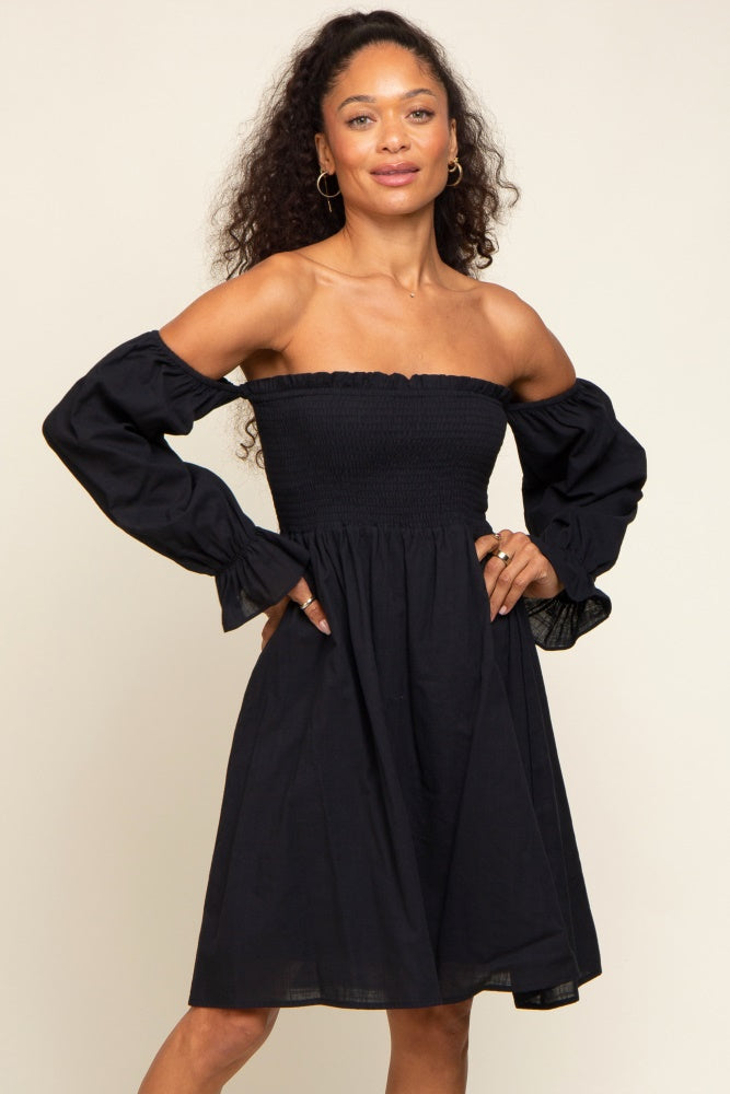 chinese dress ladies Maria Puff Sleeve Midi Dress - Black main image 1
