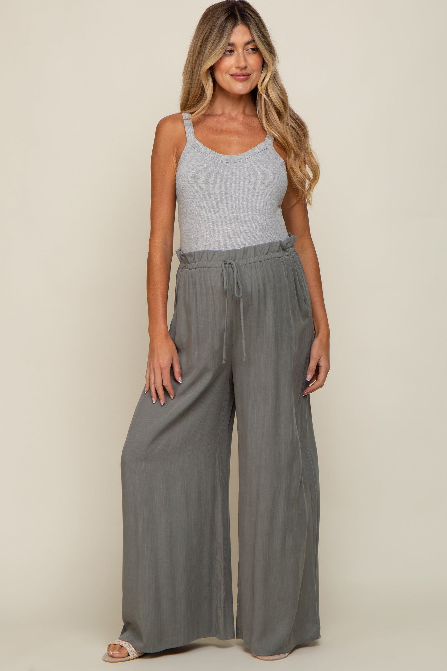 Olive Wide Leg Maternity Pants