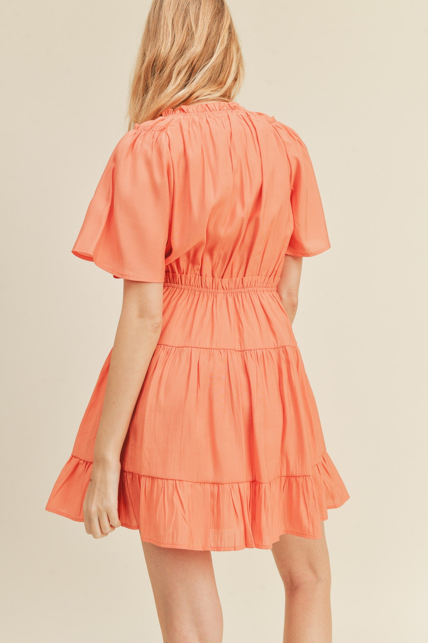 Coral Tiered Mini Dress
