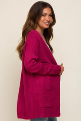 Magenta Front Pocket Maternity Cardigan
