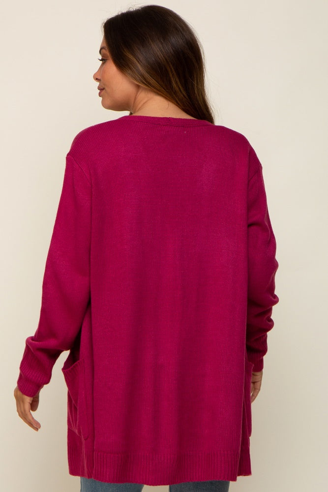 Magenta Front Pocket Maternity Cardigan