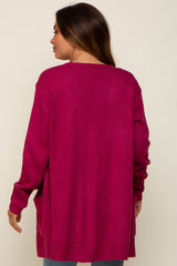 Magenta Front Pocket Maternity Cardigan