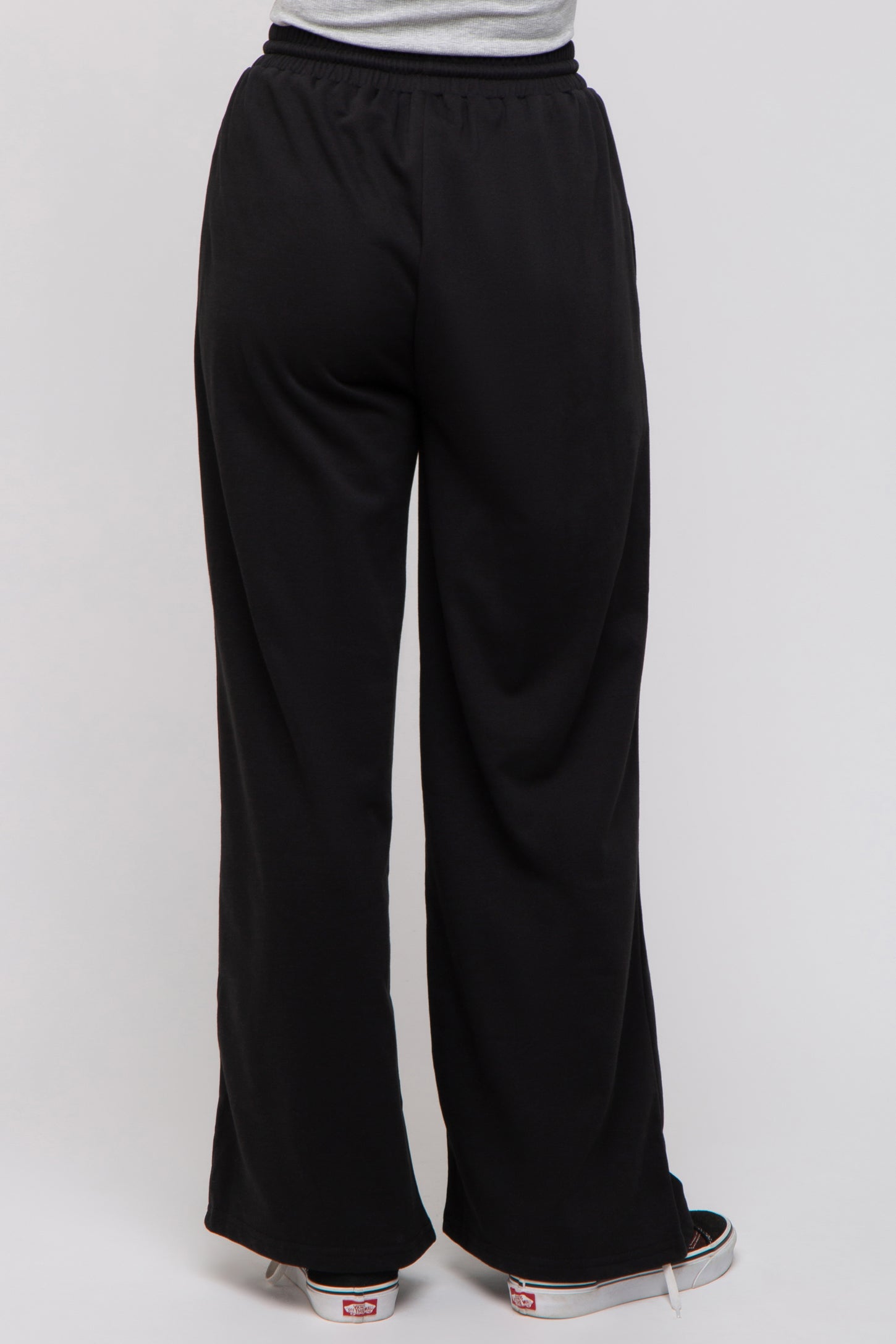 Black Drawstring Wide Leg Lounge Pants