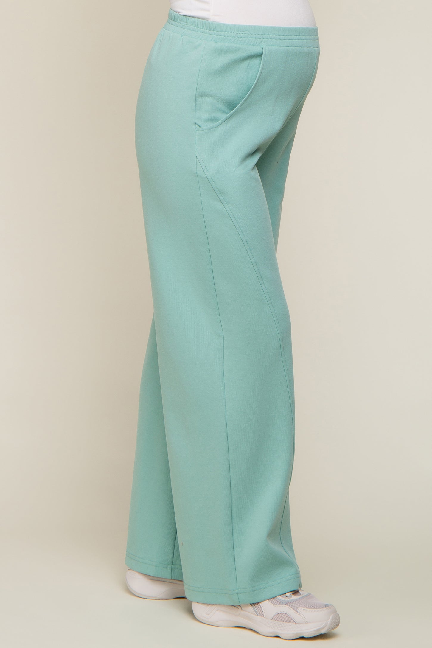 Mint Green Basic Wide Leg Maternity Lounge Pants