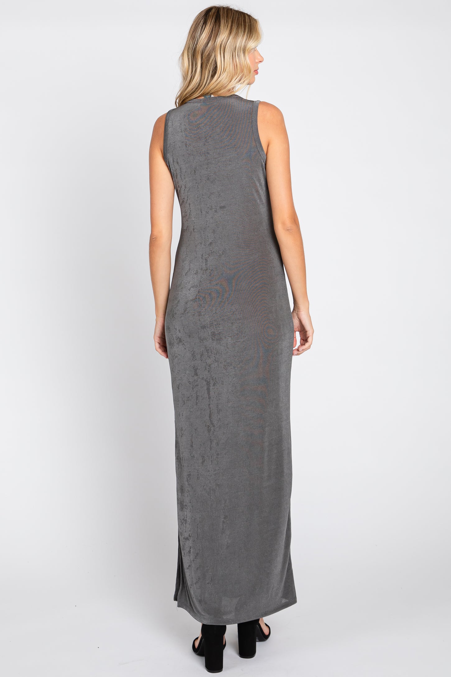 Charcoal Side Slit Midi Dress