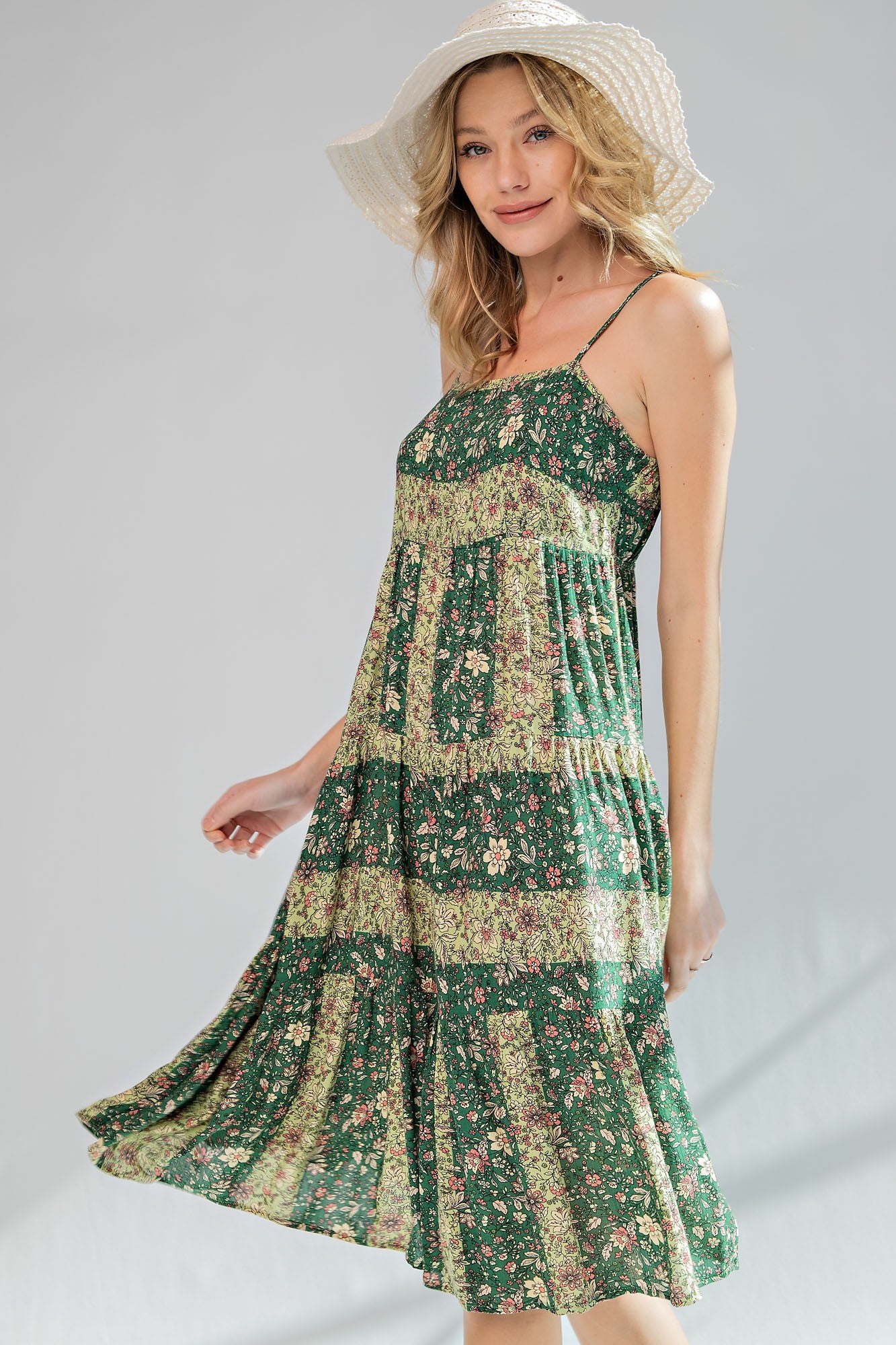 Green Printed Cami Dress