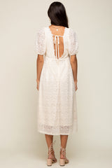Cream Lace Cutout Midi Dress