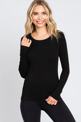 Black Ribbed Long Sleeve Maternity Top
