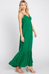 Green Floral Smocked Gathered Tier Maxi Dress