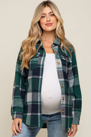 Green Plaid Maternity Shirt Jacket