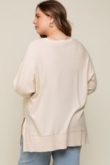 Ivory Dolman Sleeve Side Slit Maternity Plus Sweater