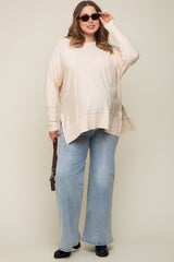 Ivory Dolman Sleeve Side Slit Maternity Plus Sweater