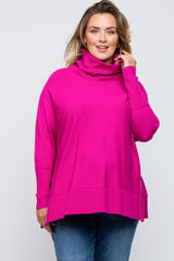 Fuchsia Cowl Neck Dolman Sleeve Maternity Plus Sweater