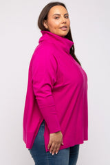 Fuchsia Cowl Neck Dolman Sleeve Plus Sweater