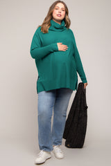 Forest Green Cowl Neck Dolman Sleeve Maternity Plus Sweater