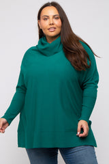 Forest Green Cowl Neck Dolman Sleeve Plus Sweater