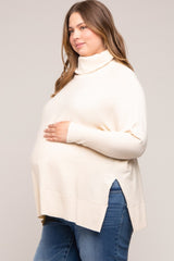 Cream Cowl Neck Dolman Sleeve Maternity Plus Sweater