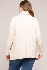 Cream Cowl Neck Dolman Sleeve Maternity Plus Sweater