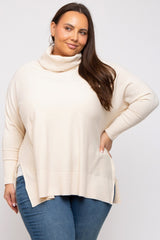 Cream Cowl Neck Dolman Sleeve Plus Sweater