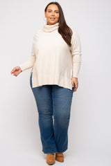 Cream Cowl Neck Dolman Sleeve Plus Sweater