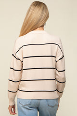 Beige Striped Basic Maternity Sweater