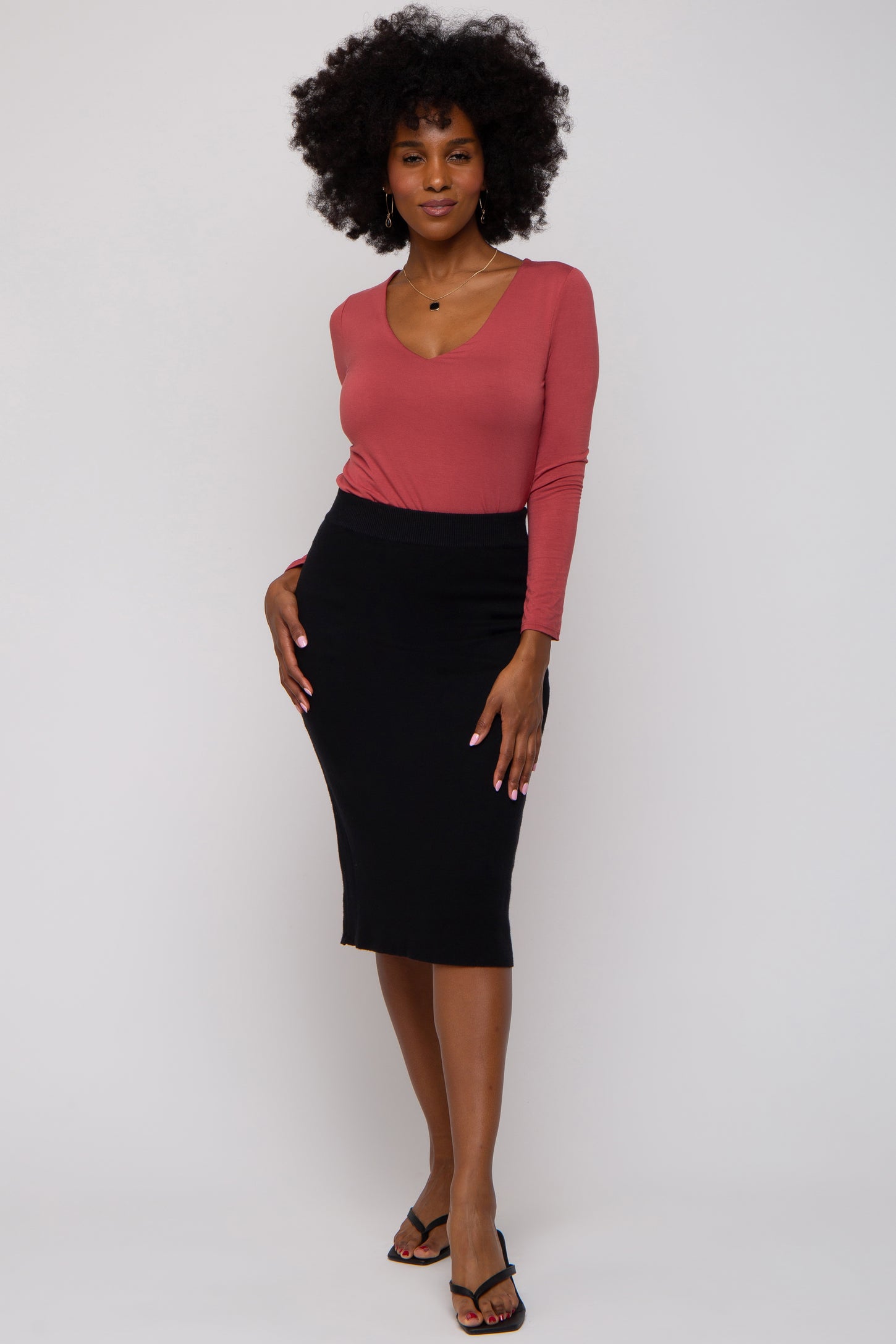 Black Knit Fitted Skirt