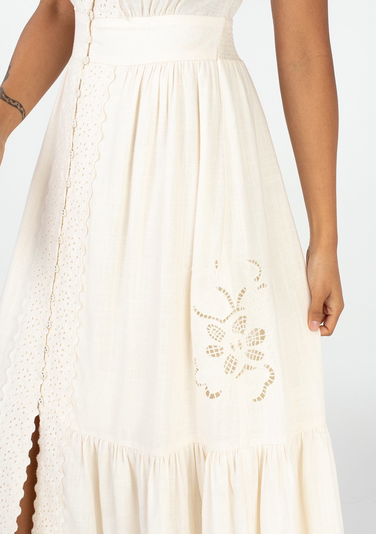 cream embroidered crochet maxi dress boohoo Women's Knitted Flower Detail Crochet Maxi Dress
