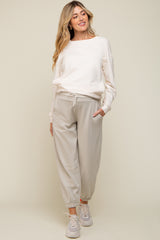 Grey Drawstring Maternity Sweatpants