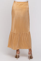 Taupe Plisse Maternity Maxi Skirt