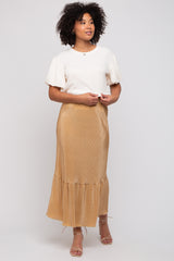 Taupe Plisse Maxi Skirt