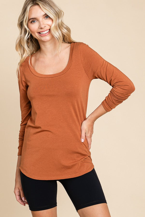 Rust Basic Long Sleeve Maternity Top