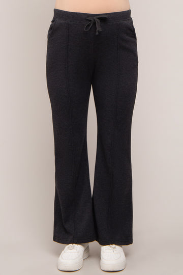 Charcoal Faux Fur Lined Maternity Flare Lounge Pants