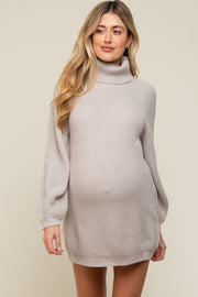 Heather Grey Turtleneck Maternity Sweater Mini Dress