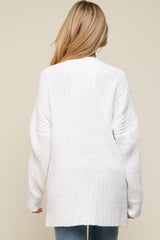 White Brushed Chenille Knit Maternity Cardigan