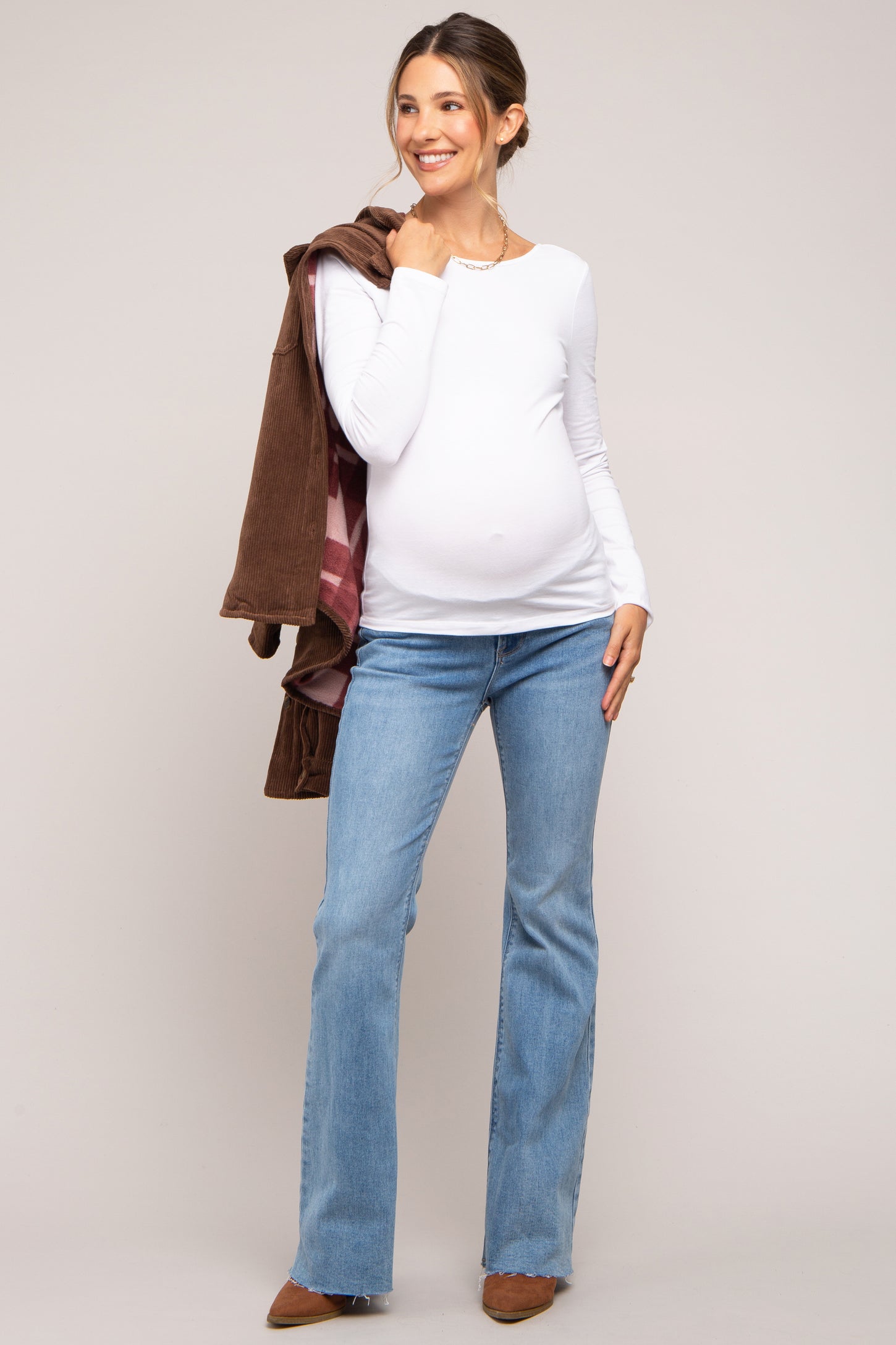 Blue Bootcut Raw Hem Maternity Jeans