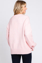 Pink Ribbed Cuff Sweater